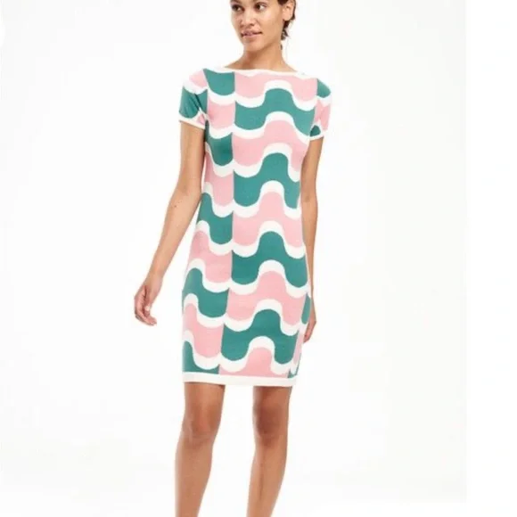 Boden | Dresses | Bnwot Boden Pink And Green Sweater Dress Size 4l |  Poshmark
